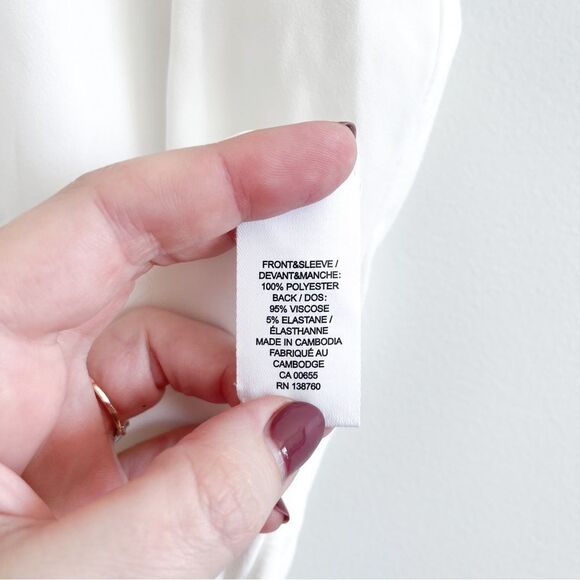 RW & Co. Short Sleeved Blouse White Front Pleats Lined Women's M NWT - Picture 5 of 8